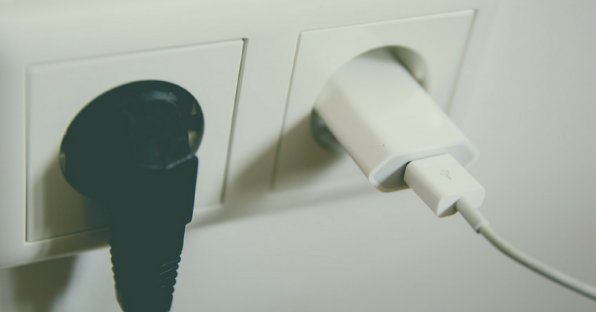 electronics plugged into wall