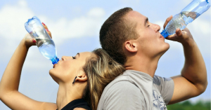 couple drinking water