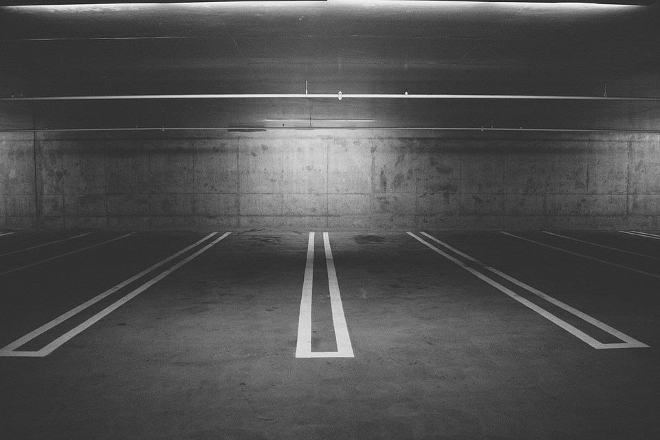 Black and White Parking Garage