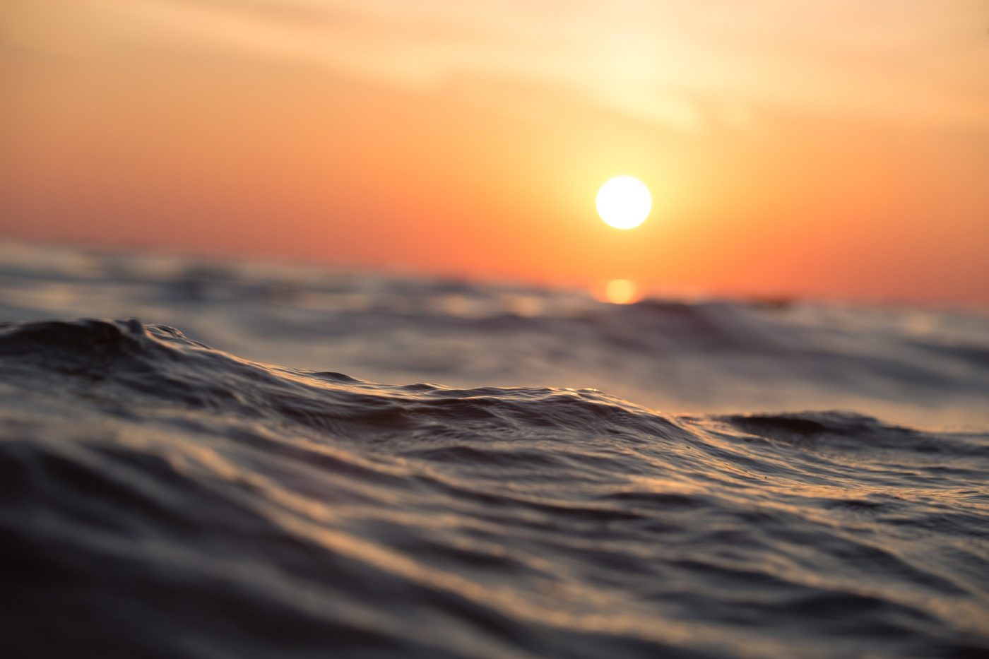 ocean surface and sunset