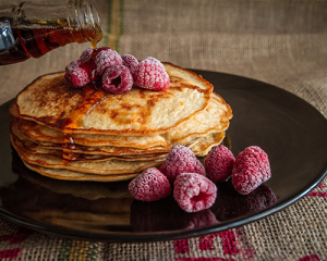 Stack of Pancakes With Raspberries