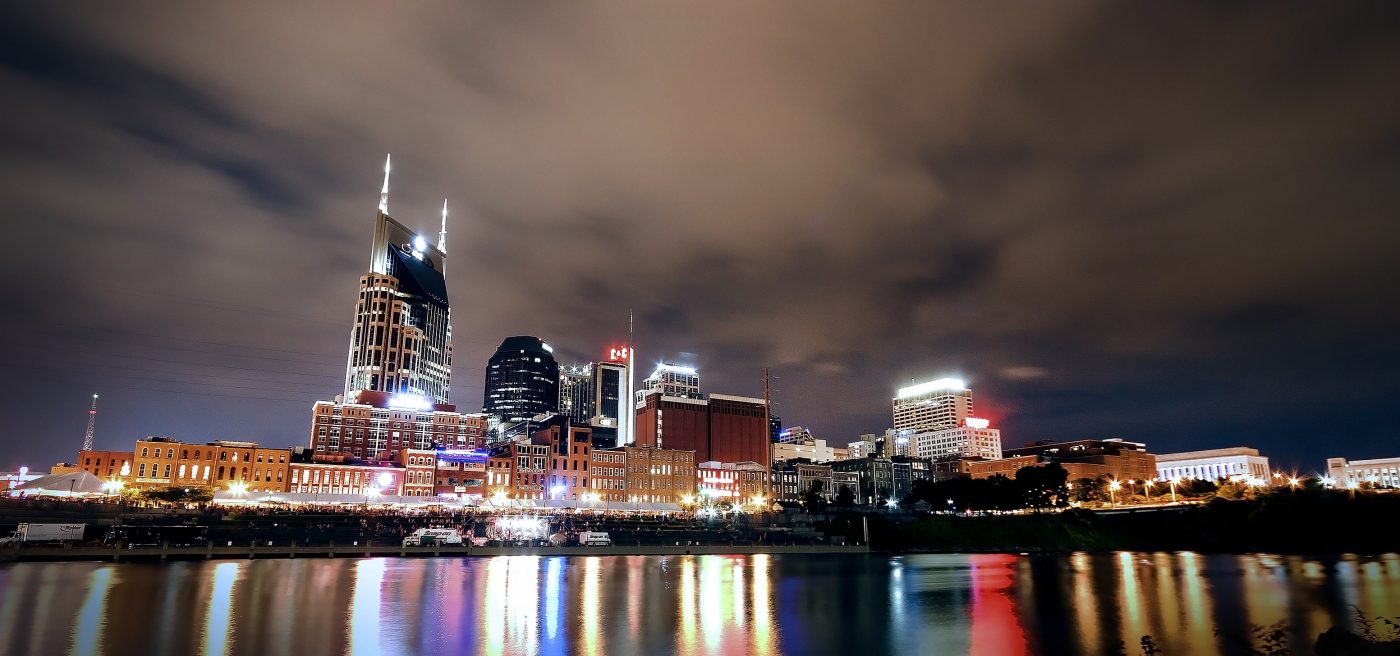 Night Time City View With River