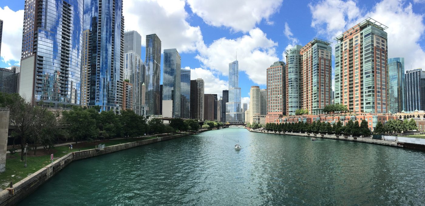 River Dividing City Buildings