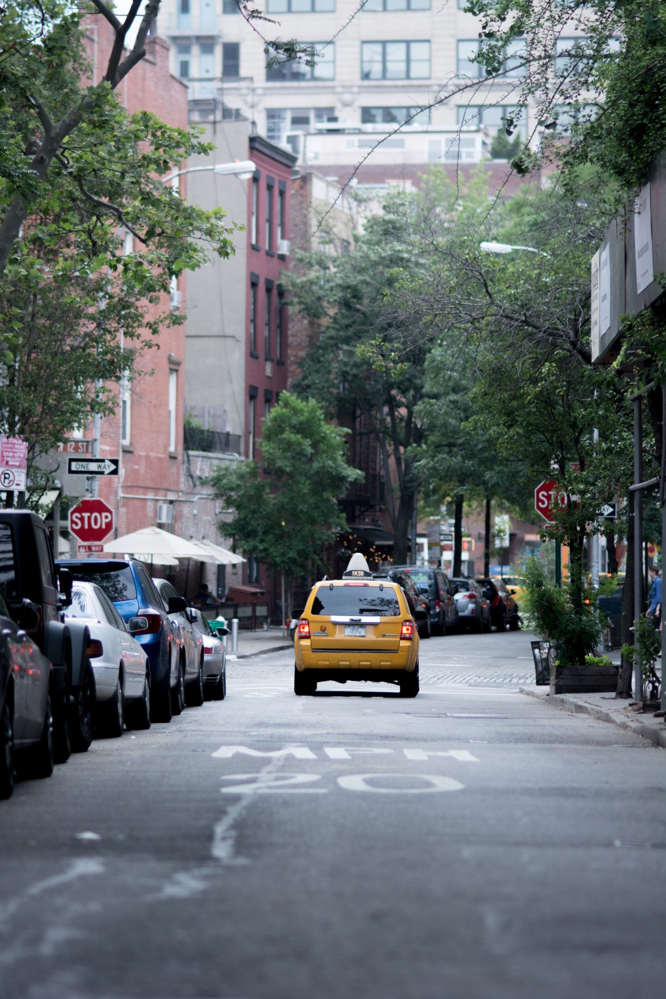 west village new york taxi on road