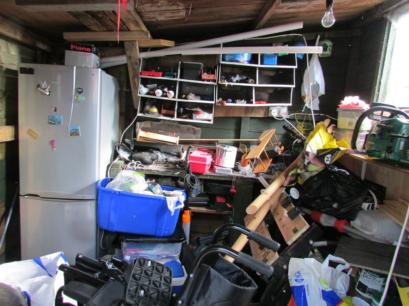 garage filled with junk
