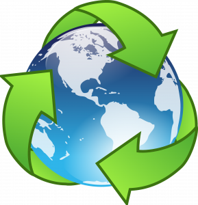 Recycle symbol over the Earth
