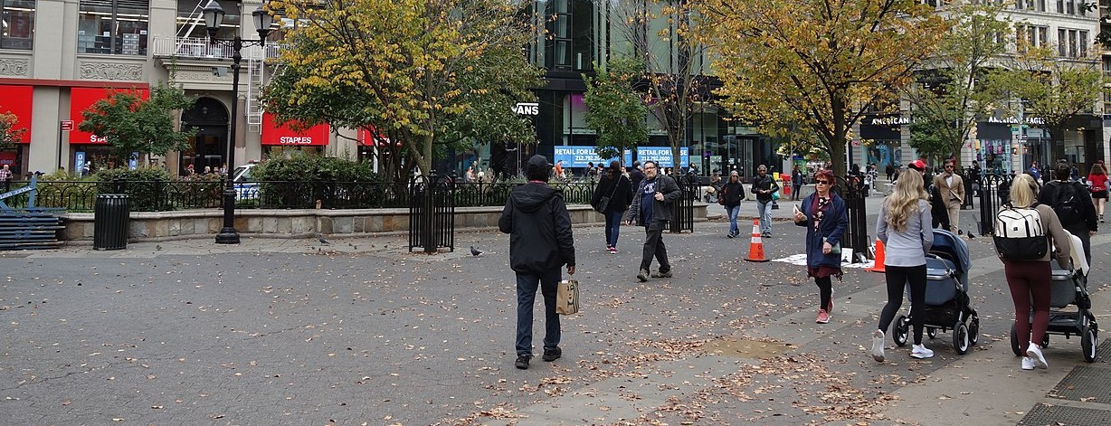 People walking around Union Square