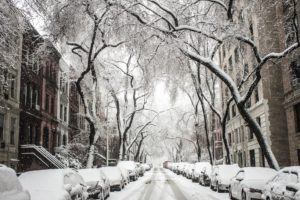 snowy new york street