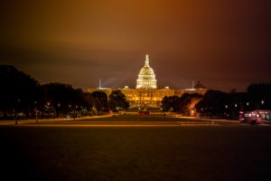 Washington D.C. capitol building at night