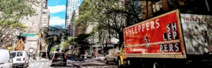 Shleppers truck in city