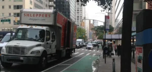 Shleppers truck in city location