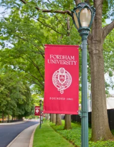 Fordham University entrance sign founded in 1841